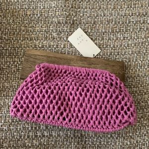 a new day pink wooden clutch NWT